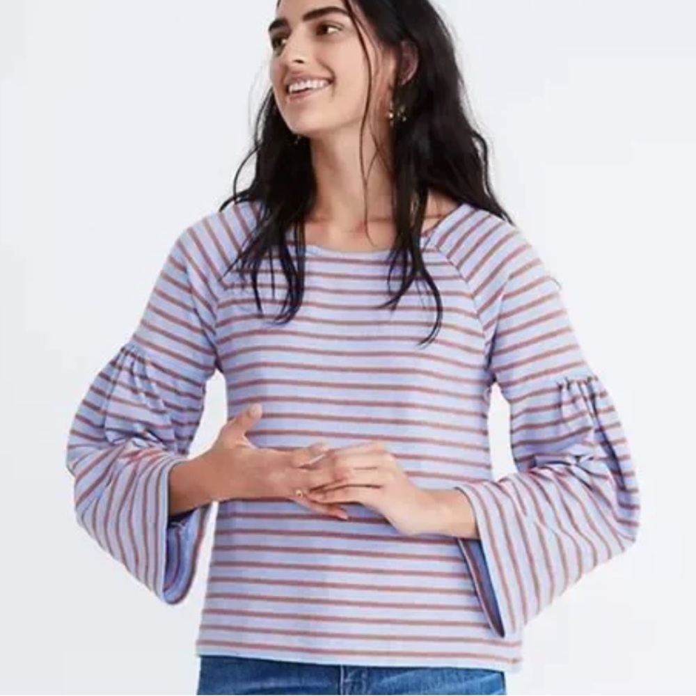 Madewell Shirred-Sleeve Sailor Top